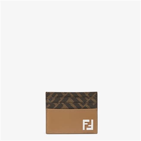 fendi ff 0164|Brown FF canvas printed card holder .